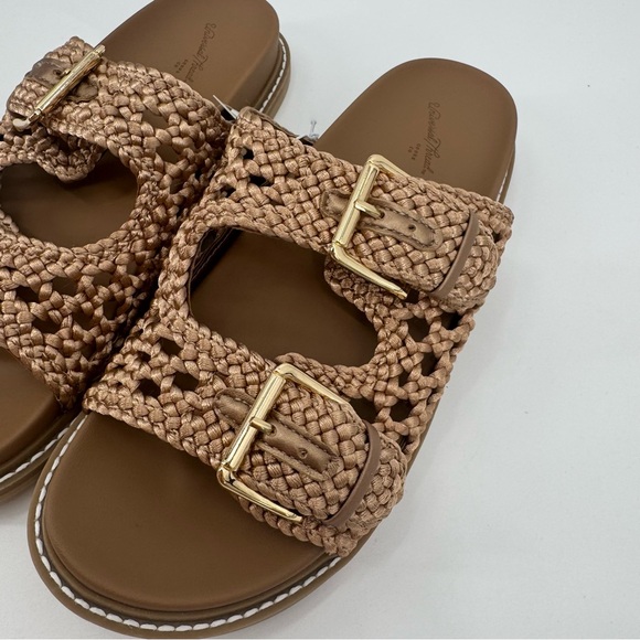 Universal Thread Women's Tan Kylie Woven Two Band Footbed Sandals Size 8 - Picture 6 of 8